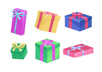 set of colorful gift boxes