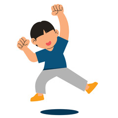 boy jumping with his arms raised