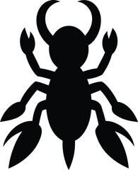 Black silhouette of a stylized insect with curved pincers and segmented tail abstract vector illustration EPS file download.

