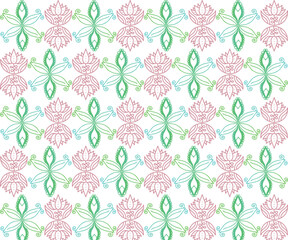 Geometric Botanical Pattern Set with Retro Flower Motifs and Modern Color Themes