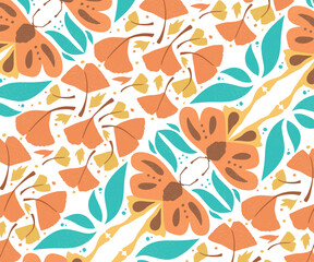 Artistic Butterfly and Flower Vector Pattern with Elegant Botanical Design and Colorful Texture