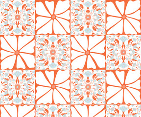 Retro Style Botanical Floral Collection with Unique Shapes and Seamless Pattern Design