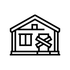 empty home left behind line icon vector illustration