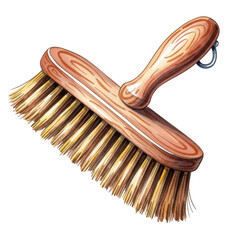 Watercolor Wooden Handheld Cleaning Brush isolated on a transparent background
