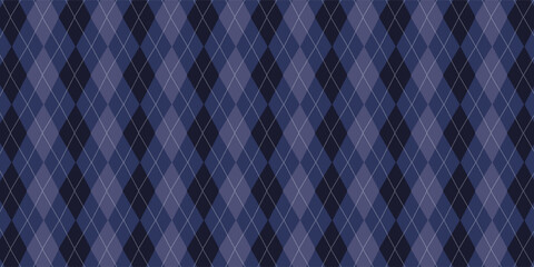 Sophisticated navy blue and teal argyle pattern.  Elegant geometric design with subtle pink stitching detail, ideal for backgrounds, textiles, and branding.