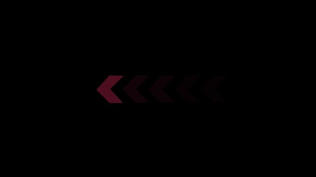 Animated red left-directional arrow overlay featuring next button, swipe navigation, loading motion, and download icon concepts in a clean modern video