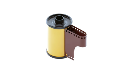 Film Roll Unwinding on White Background