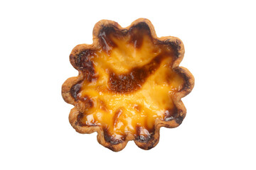 Top view of egg tart isolated on a transparent background