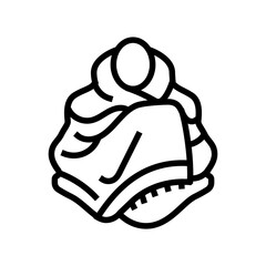 person wrapped blanket line icon vector illustration