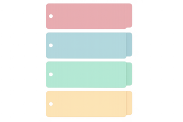 Blank pastel paper tags with transparent background