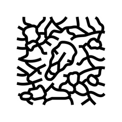 animal skeleton on dry polluted land line icon vector illustration