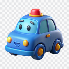 3D Plush Police Car Icon   Soft Blue Patrol Car, Safety Vehicle Symbol © image stock