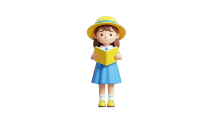 Girl Reading Book in Summer