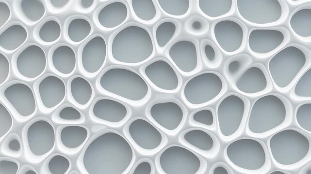 Abstract white organic network pattern with porous texture over a light grey background modern science and technology concept