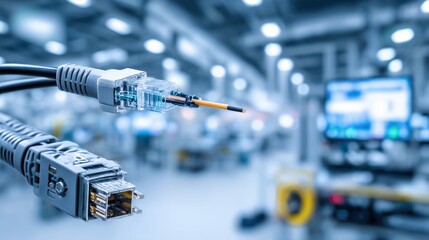 A fiber optic cable being spliced using technology