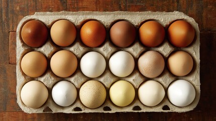 Assorted Brown and White Eggs in a Carton