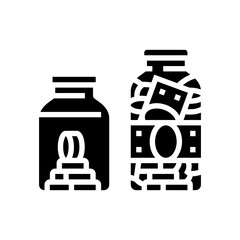 savings jars different amounts glyph icon vector illustration