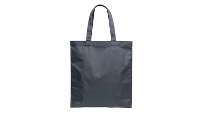 Front view of a dark gray tote bag with handles on a solid black background