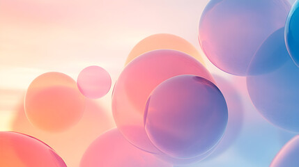 Translucent spheres soft gradient light background