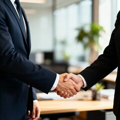 A professional handshake symbolizing partnership, teamwork, deals, and business collaboration.