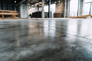 Close Up of Polished Concrete Floor Surface with Reflection