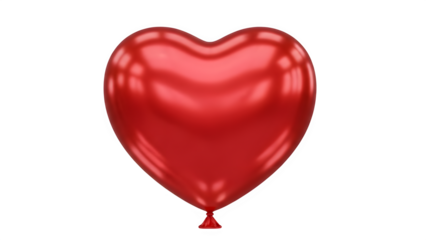 Shiny red heart shaped balloon isolated on transparent background