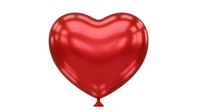 Shiny red heart shaped balloon isolated on transparent background - Powered by Adobe