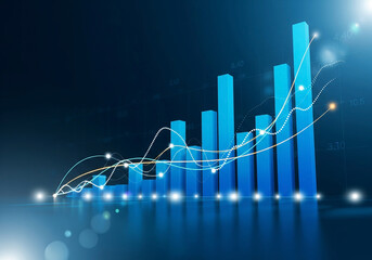 A digital illustration showing financial data visualization