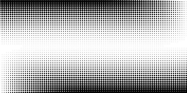 Set of halftone dots gradient pattern texture isolated on white background. Straight dotted spots using halftone circle dot raster texture.