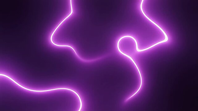 Purple neon lines curve playfully across a dark space, forming a glowing path with futuristic mood, soft energy, and smooth abstract motion.