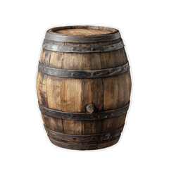 Fototapeta premium Old wooden barrel with metal bands on a black background