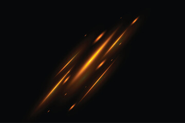 Golden transparent light lens flares streaks