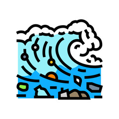 ocean wave full of plastic color icon vector illustration