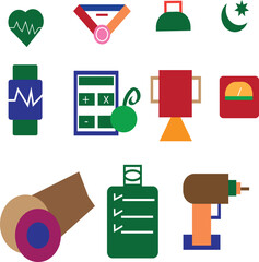 Adobe illustrate DesignSport and fitness icon set. Contains such icons as healthy lifestyle, weight training, body care and more. Set of icons related to healthy lifestyle, healthy eating, diet and e 