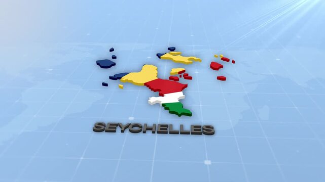 Seychelles Geographic Map and Flag Animated Motion Graphic Background