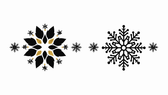 Elegant black and gold snowflake designs for festive winter decorations