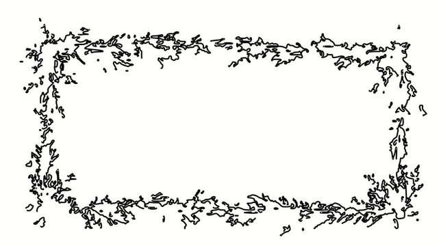Hoarfrost. Contour drawing border, silhouett animation frame. Video 4k  object illustration, minimalism sketch design modern new