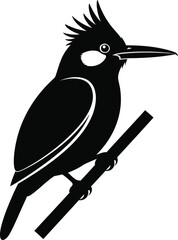 Perched Bird Silhouette Vector Illustration