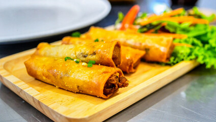 Crispy Spring Rolls with Vegetables for Premium Appetizer Food Object and Asian Snack Concept