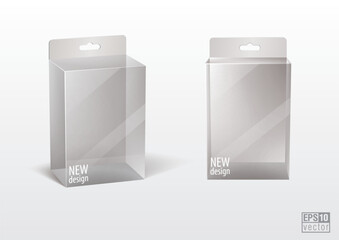 Transparent Retail Box Packaging Mockup with Hang Tab – Clear Plastic Product Package Design