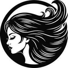 Woman Face Hair Flow Logo