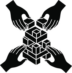 Teamwork Hands Building Blocks Concept