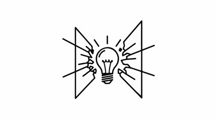 Fototapeta premium Hands reaching for a glowing light bulb representing a brilliant idea.