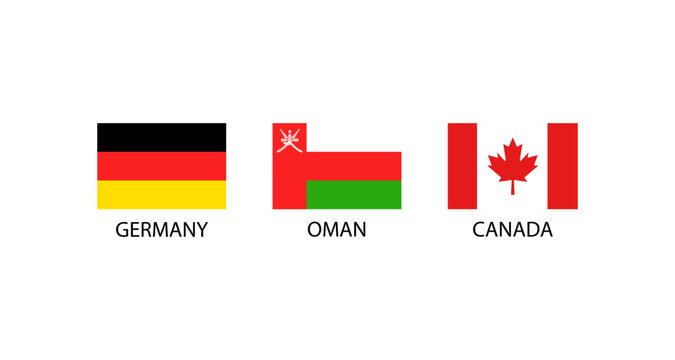 Flags of Germany, Oman, and Canada displayed with their country names.