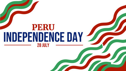 Simple and modern Peru Independence Day banner design on white background, perfect for celebrating freedom and unity