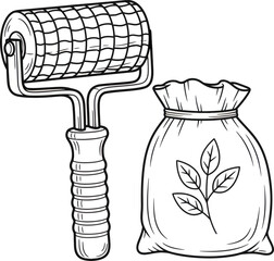 Paint Roller and Eco Friendly Grain Sack Illustration