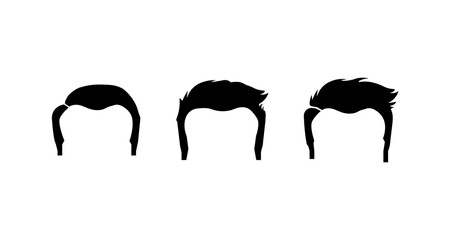 Black hair style silhouettes on white background for design elements