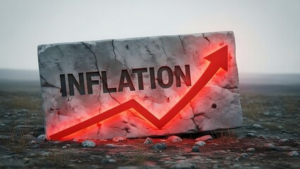 Stark warning as rising inflation crashes onto the economic landscape symbolized by a glowing red upward trend arrow