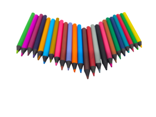 Colored pencils isolated on transparent background