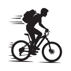 Obraz premium Black Man on Bike Silhouette Vector, High Quality Illustration on White Background